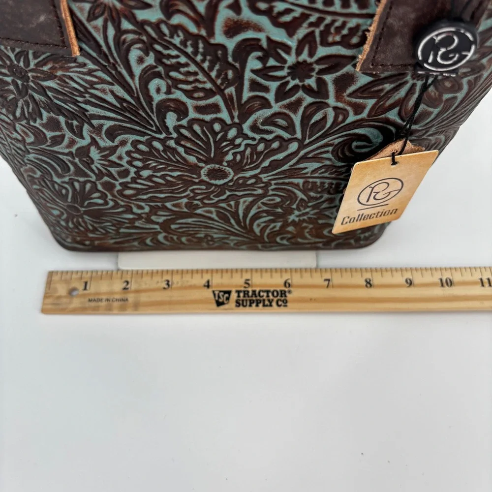 P&G Collection Tote Bag Womens Small Brown Turquoise Western Floral Cowgirl New